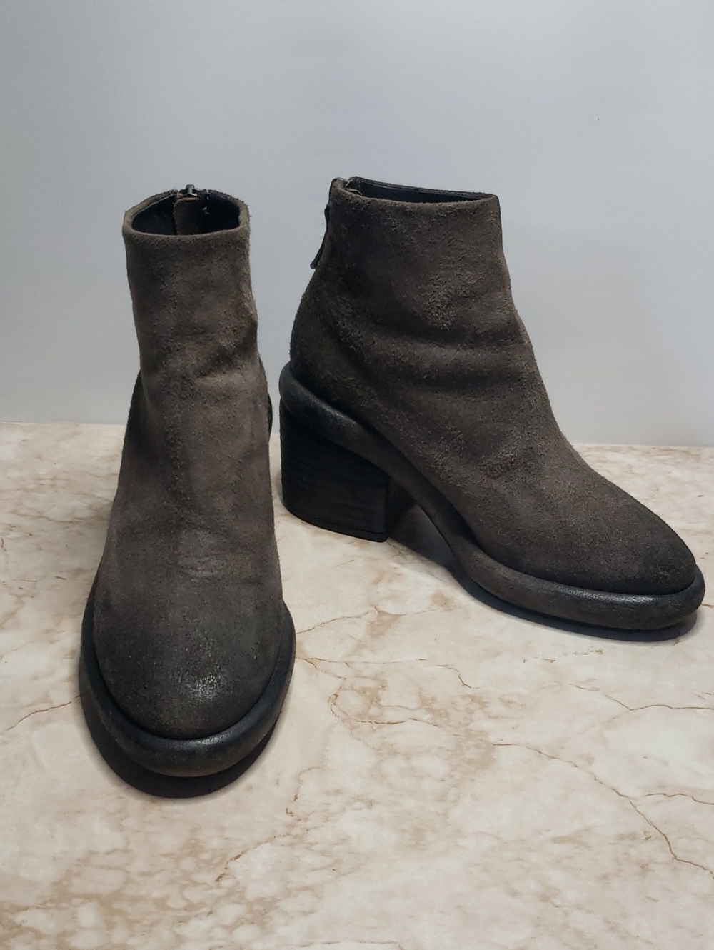 Marsell Women's Suede Ankle Boot in Dark Brown Size 35